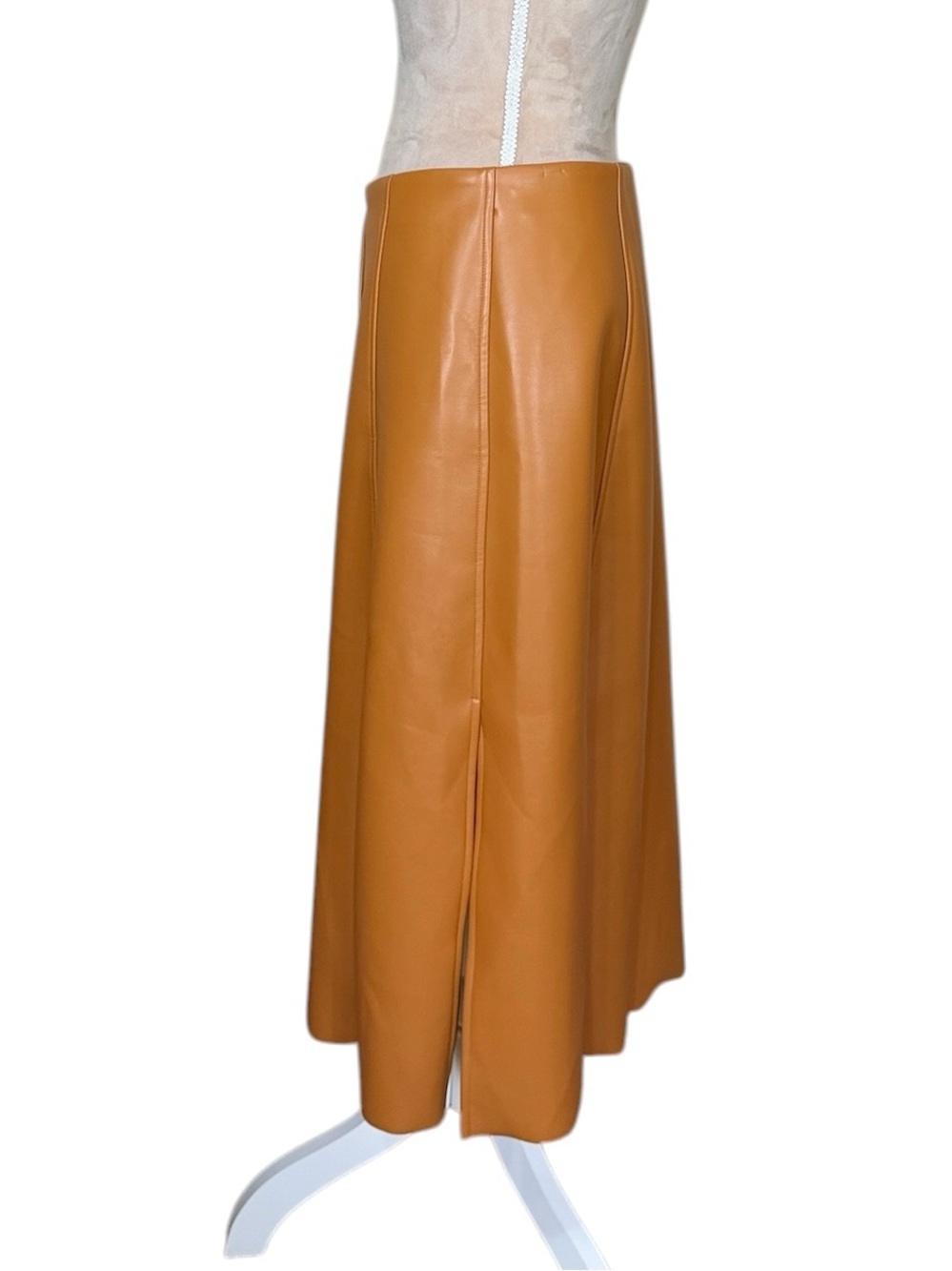 Banana Republic Button-Front Seamed Vegan Leather Midi Skirt in Cognac Tan - Picture 5 of 12
